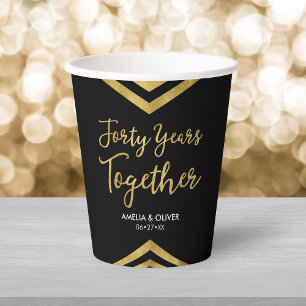 Modern Faux Gold Chevron 40th Anniversary Party Paper Cups