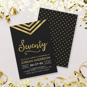Modern Faux Gold Chevron 70th Birthday Party Invitation