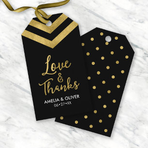 Modern Faux Gold Chevron Love and Thanks Gift Tags
