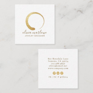 Modern Faux Gold Circle Jewelry Designer Logo Square Business Card