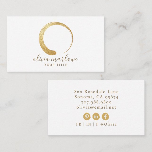 Modern Faux Gold Circle Logo Business Card (Front/Back)