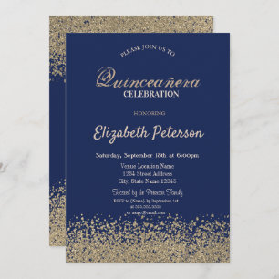 Modern Faux Gold Diamonds Quinceañera Invitation