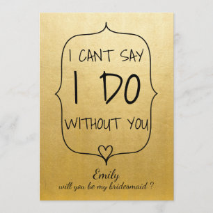 Modern Faux Gold Foil Cute Heart Bridesmaid Invitation