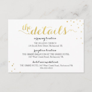 Modern Faux Gold Foil Glamour Information Card