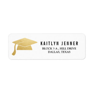 Modern Faux Gold Foil Graduation Hat Simple Casual