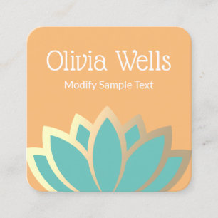 Modern Faux Gold Foil Lotus Flower  Square Busines Business Card