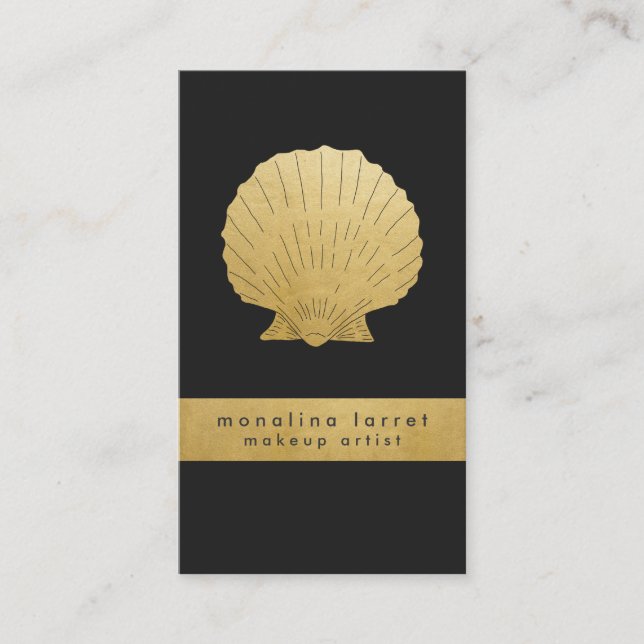 Modern Faux Gold Foil Sea Shell Business Card (Front)