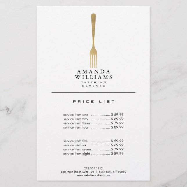 Modern Faux Gold Fork Catering Logo II (Front)