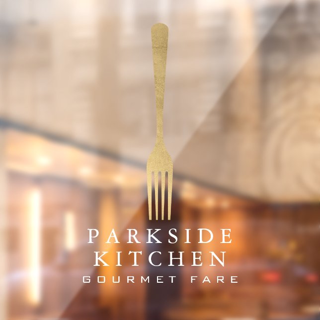 Modern Faux Gold Fork Restaurant Logo Transparent (Sheet 2)