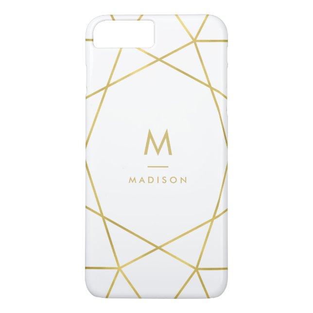 Modern Faux Gold Geometric Pattern on White Case-Mate iPhone Case (Back)