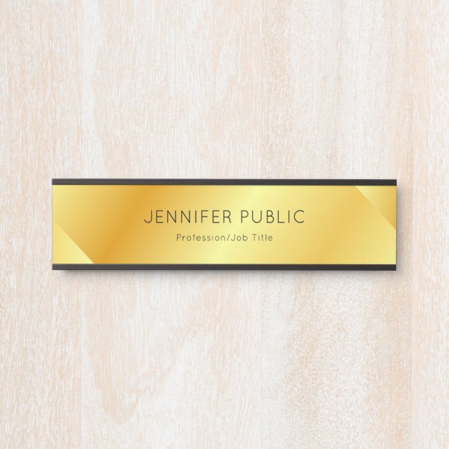 Modern Faux Gold Glamourous Trendy Template Door Sign (Front)