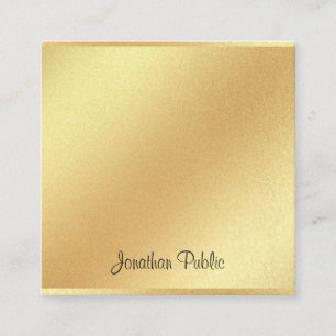 Modern Faux Gold Glitter Hand Script Elegant Plain Square Business Card