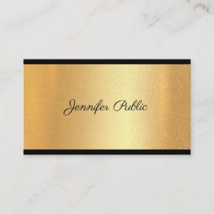 Modern Faux Gold Hand Script Text Chic Calligraphy Business Card