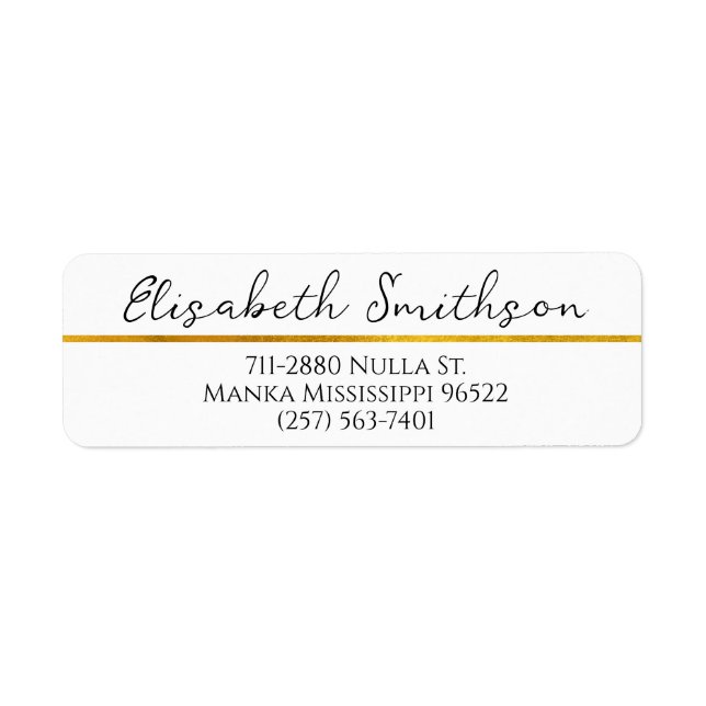      Modern Faux Gold Luxury Custom Return Address (Front)