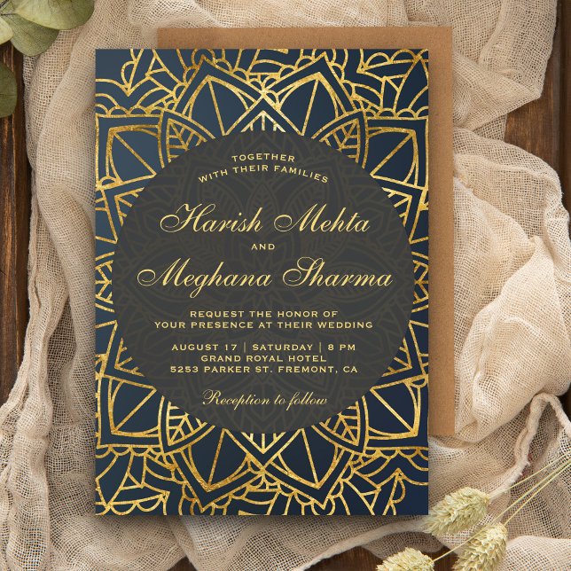 Modern Faux Gold Mandala Indian Wedding Invitation (Creator Uploaded)