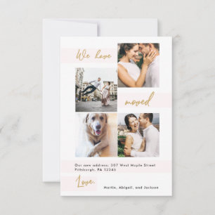Modern Faux Gold Map Blush Change of Address Photo Thank You Card