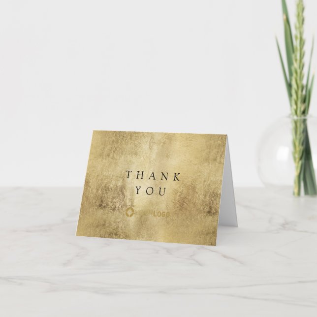 Modern faux gold marble luxe business thank you (Front)