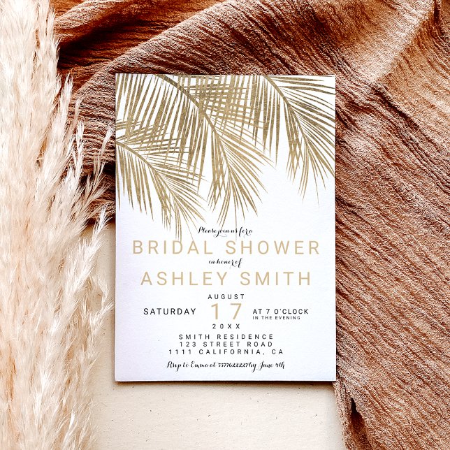 Modern faux gold palm tree Bridal shower Invitation (Creator Uploaded)