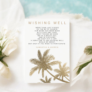 Modern faux gold palm trees wishing well wedding enclosure card