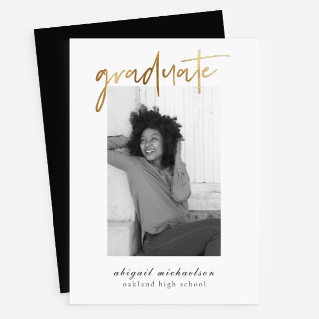 Modern Faux Gold Photo Graduation Party Invitation (Creator Uploaded)