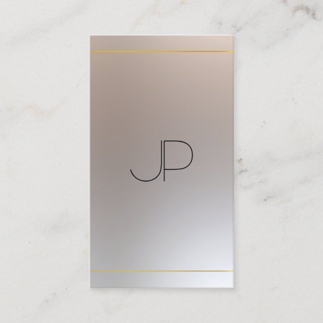 Modern Faux Gold Silver Monogram Professional Business Card (Front)