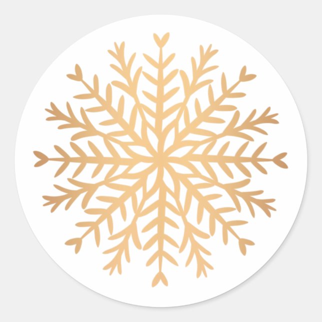 Modern Faux Gold Snowflake Christmas  Classic Round Sticker (Front)