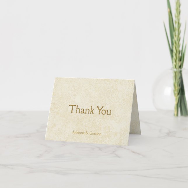 Modern Faux Gold Sparkles on Ivory Thank You Card (Front)