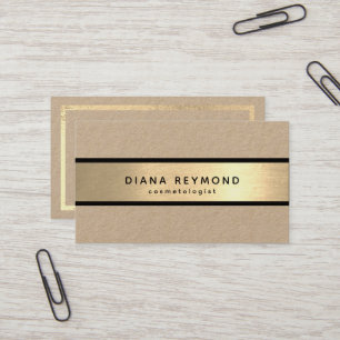 Modern Faux Gold Stripe Premium Kraft Business Card