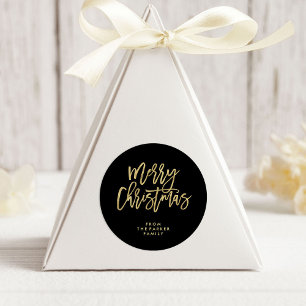 Modern Faux Gold Typography Merry Christmas Classic Round Sticker