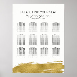 Modern Faux Gold Wedding Seating Chart Sign