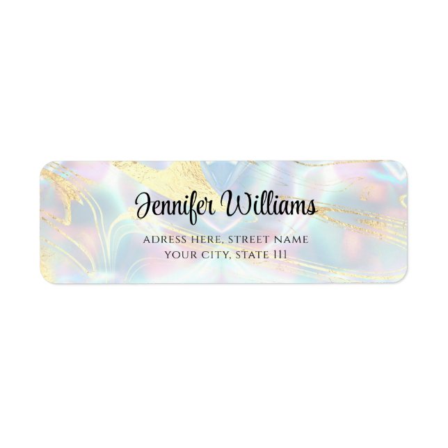 Modern Faux Holographic Opal Gold Foil Elegant (Front)
