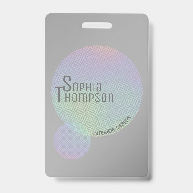 Modern Faux Holographic Rainbow Circles ID Badge (Front)