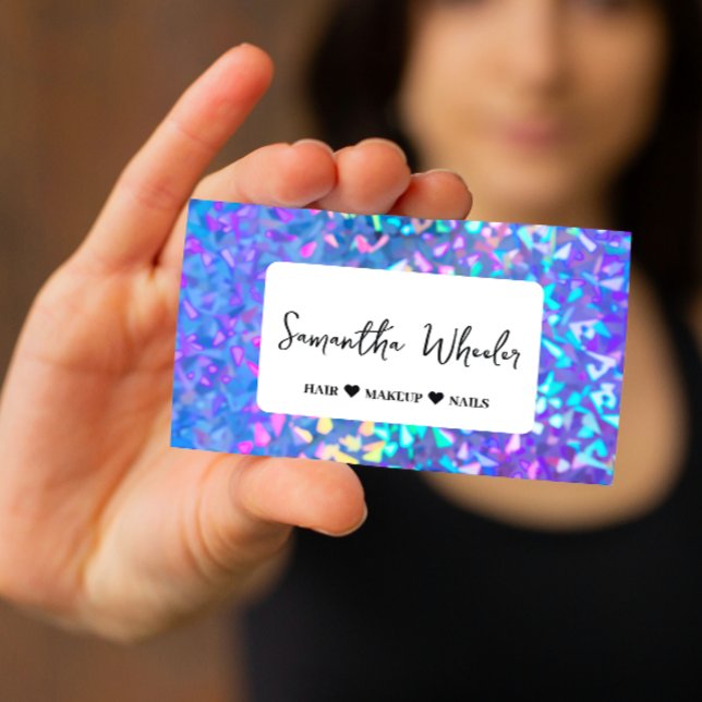Modern Faux Iridescent Holographic Glam Glitter Bu Business Card (Creator Uploaded)