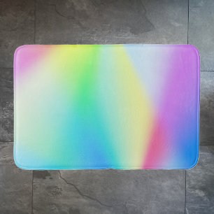 Modern faux iridescent pastel rainbow coloured bath mat
