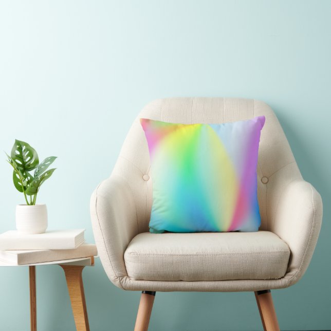  Modern faux iridescent pastel rainbow coloured Cushion (Chair)