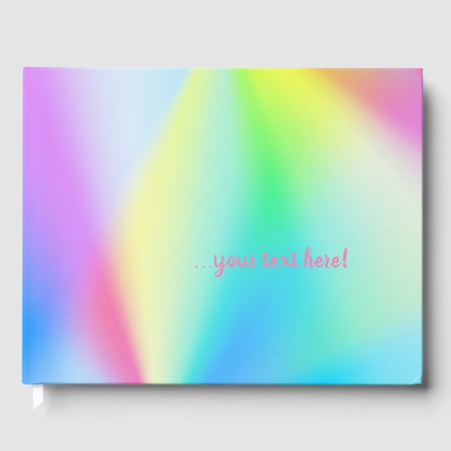  Modern faux iridescent pastel rainbow coloured Guest Book (Front)