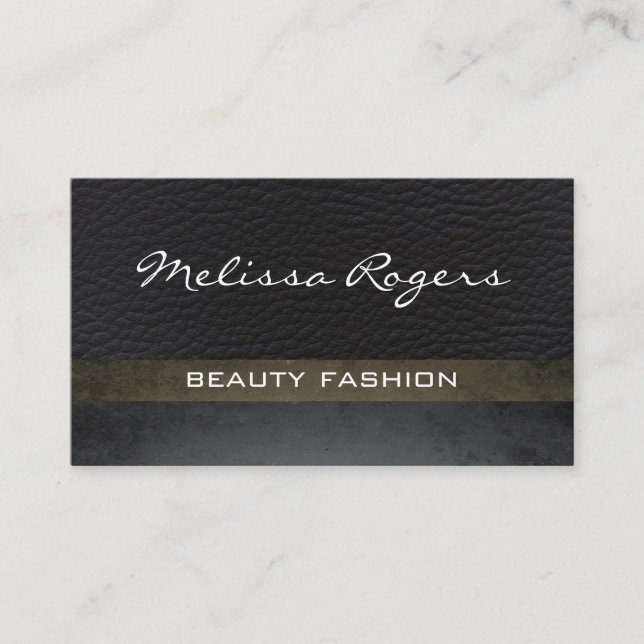 Modern Faux Leather with Chic Texture Business Card (Front)