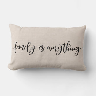 Modern Faux linen family quote Lumbar Pillow