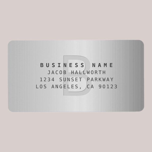 Modern Faux Metal Monogrammed Business Address Label (Creator Uploaded)