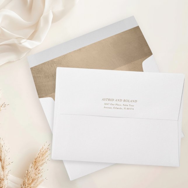 Modern Faux Metallic Gold Return Address Wedding  Envelope (Creator Uploaded)