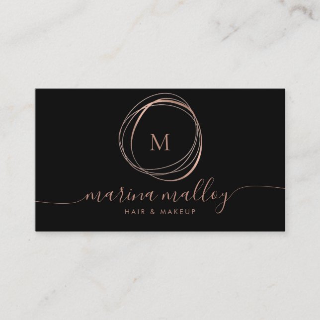 Modern Faux Rose Gold Abstract Business Card (Front)