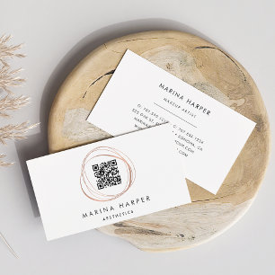 Modern Faux Rose Gold Abstract QR Code Business Card