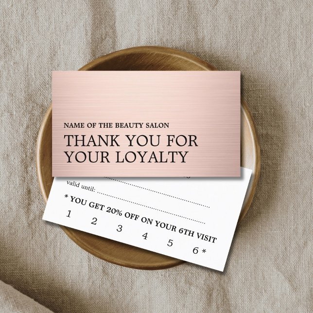 Modern Faux Rose Gold Black Bold Beauty Loyalty Card (Creator Uploaded)