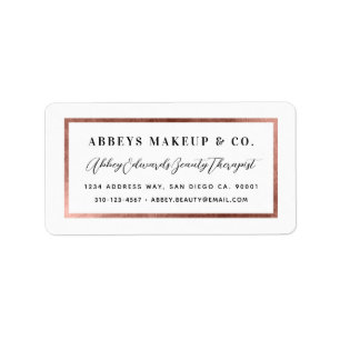 Modern Faux Rose Gold Border Business Label