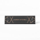 Modern Faux Rose Gold Geometric on Black Marble