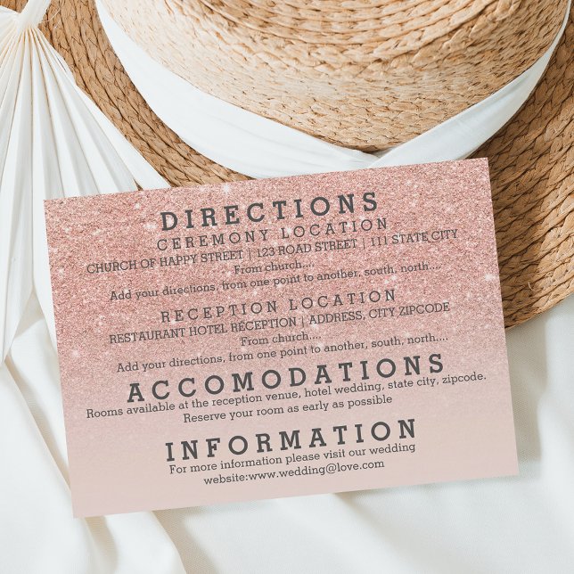 Modern faux rose gold glitter details wedding enclosure card (Creator Uploaded)