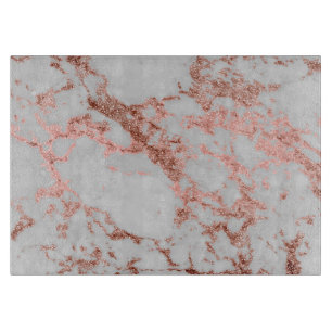 Modern faux rose gold glitter marble texture image cutting board