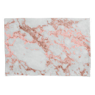 Modern faux rose gold glitter marble texture image pillowcase