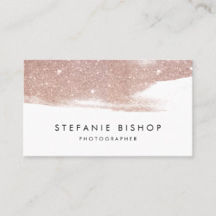 Modern Faux Rose Gold Glitter Sparkle Brush Stroke Business Card