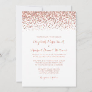 Modern Faux Rose Gold Glitter Wedding Invitations